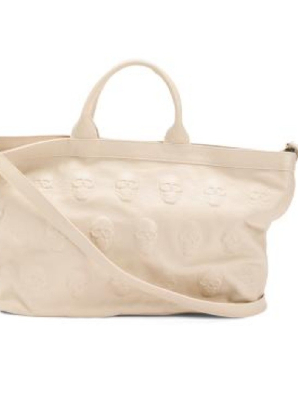 IO Pelle Embossed Skull Tote Bag in Cream NWT - Picture 2 of 9